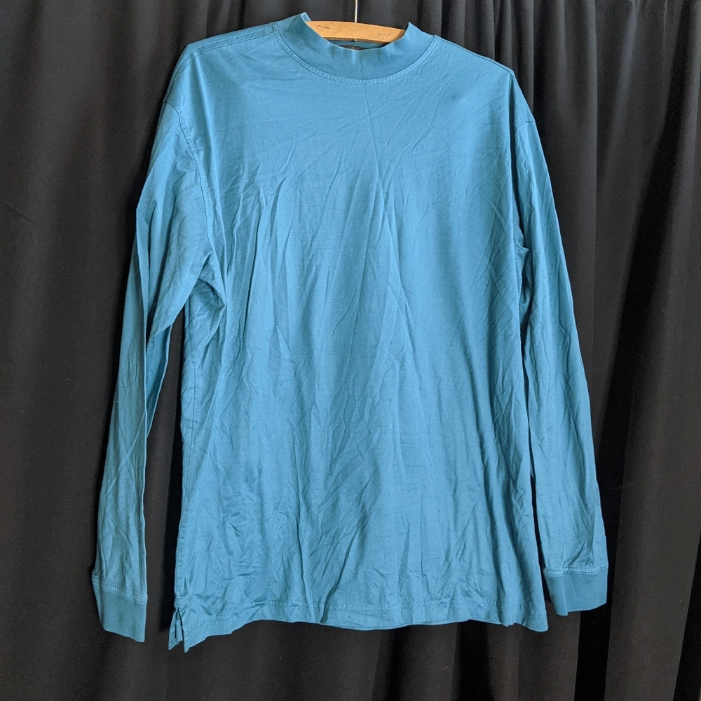 Bugatchi blue mock neck long sleeve t-shirt